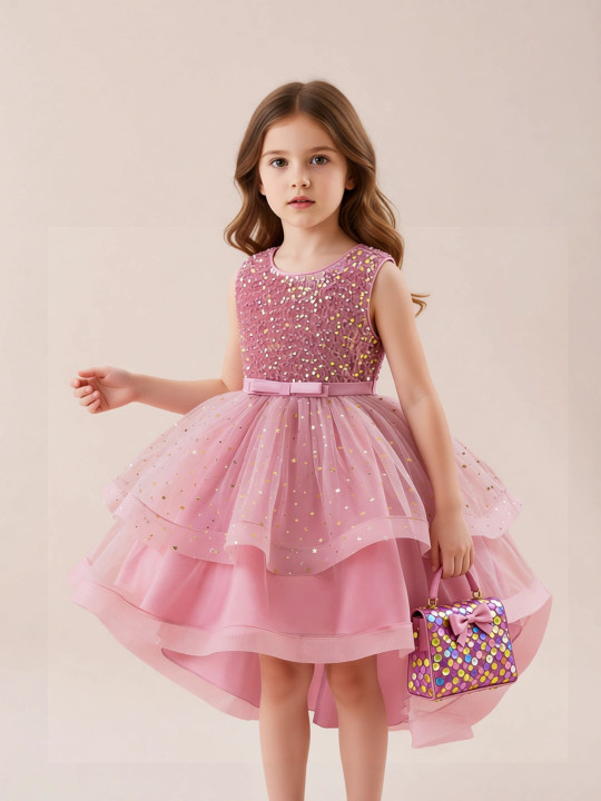 StyleCast x Revolte Girls Embellished Sleeveless Asymmetric Hem Party Gown Dress